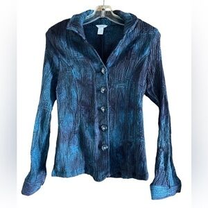 Christopher & Banks Button‎ Front Textued Multicolor Ombre Blazer Jacket Size L